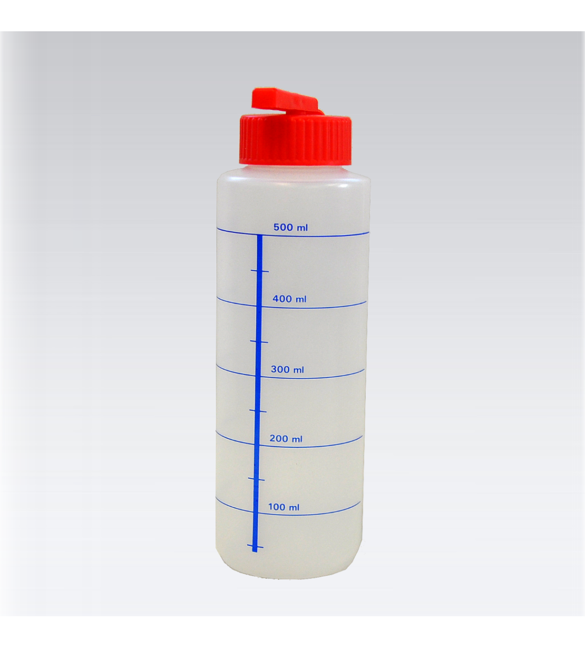 Dosierflasche P 500 ml natur mit Skala und Deckel Rot klein