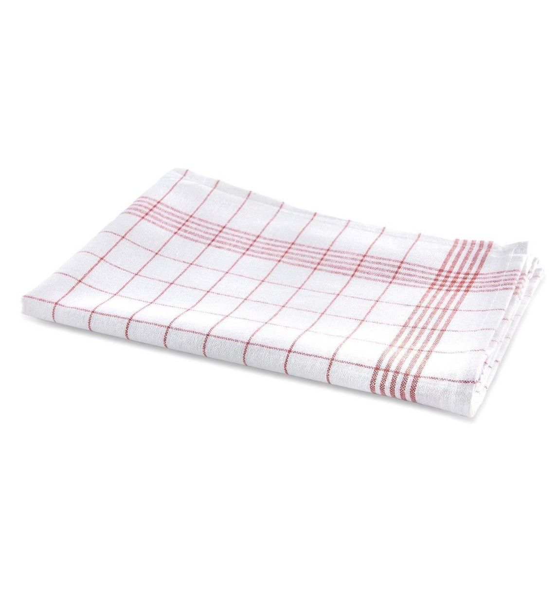 Geschirrtuch Halbleinen 50x70cm weiss/rot