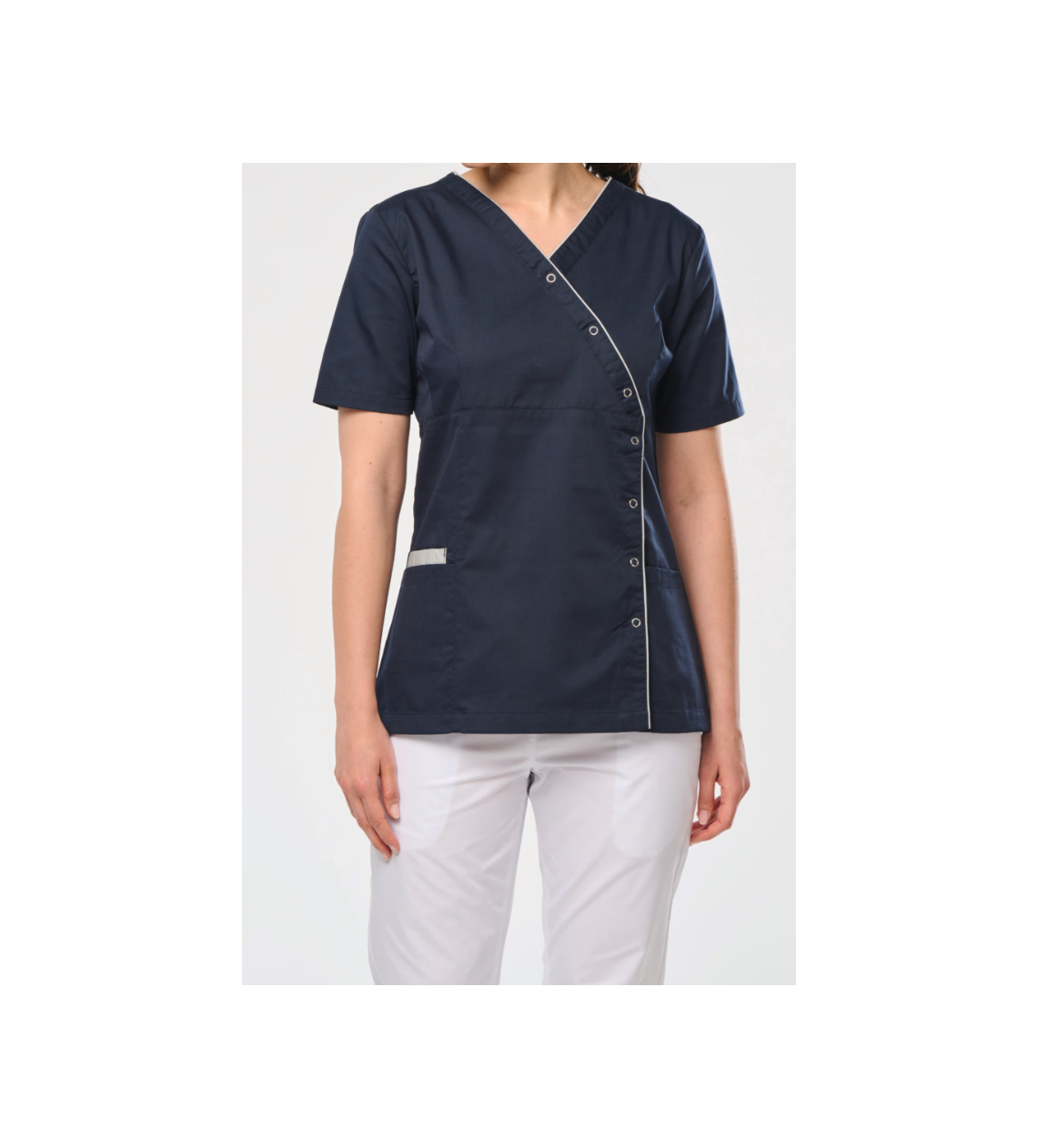 WK506 - Damenkittel aus Baumwollpolyester mit Druckknöpfen