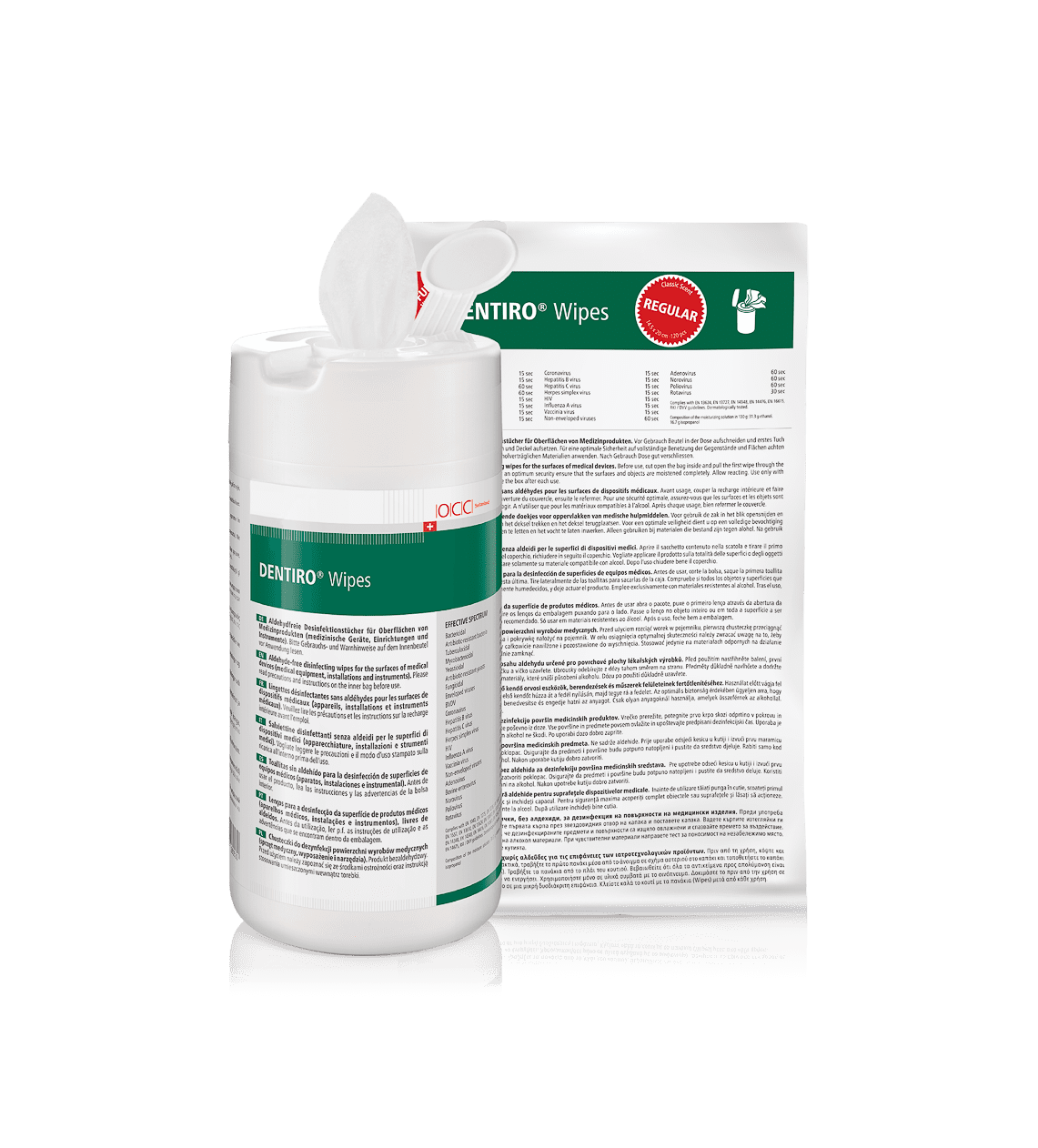 DENTIRO® Wipes  Desinfektionstücher  Nachfüllbeutel 120 Stk