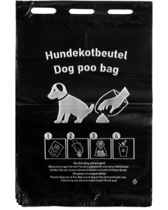 HDPE Hundekotbeutel, schwarz, mit weissem Druck