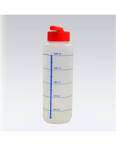 Dosierflasche P 500 ml natur mit Skala und Deckel Rot klein