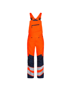 Safety Latzhose EN 20471-KL.2. Super-Stretch. 285 g/m2. orange/marine. Gr. 50.