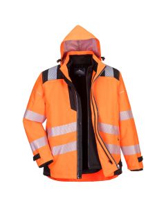 PW365 - PW3 Hi-Vis 3-in-1 Jacke-Orange / Schwarz-XS