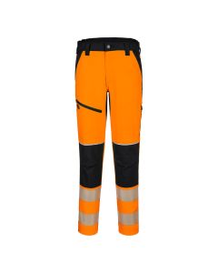 T140 - PW3 Warnschutz Stretchhose-Orange / Schwarz-S