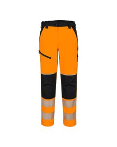 T141 - PW3 Warnschutz Stretchhose für Damen-Orange / Schwarz-XS