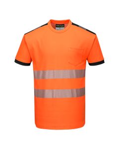 T181 - PW3 Warnschutz Cotton Comfort T-Shirt kurzarm-Orange / Schwarz-XS